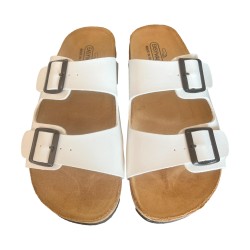 EASY WOLK 335A  580 Scarpe Uomo Ciabatta Doppia Fascia Made in Italy Comfort Bianco 2