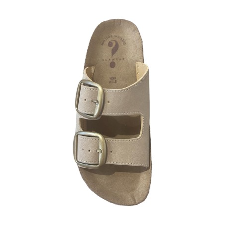 Golden Fit BIRKE 01 Ciabatta Donna in Nabuk Con Doppia Fascia Regolabile Beige