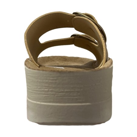 Golden Fit BIRKE 01 Ciabatta Donna in Nabuk Con Doppia Fascia Regolabile Beige