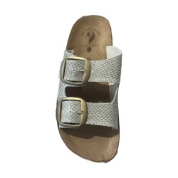 Golden Fit BIRKE 01 Ciabatta Donna in Pelle Con Doppia Fascia Regolabile Beige 2