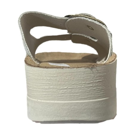 Golden Fit BIRKE 01 Ciabatta Donna in Pelle Con Doppia Fascia Regolabile Beige