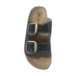 Golden Fit BIRKE 01 Ciabatta Donna in Pelle Con Doppia Fascia Regolabile Blu 2