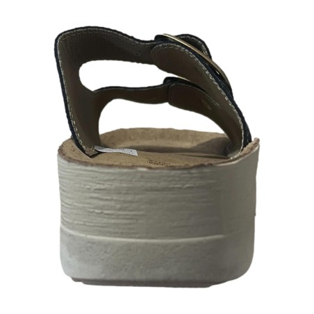 Golden Fit BIRKE 01 Ciabatta Donna in Pelle Con Doppia Fascia Regolabile Blu