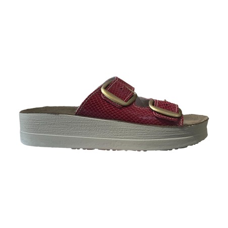 Golden Fit BIRKE 01 Ciabatta Donna in Pelle Con Doppia Fascia Regolabile Bordeaux