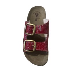 Golden Fit BIRKE 01 Ciabatta Donna in Pelle Con Doppia Fascia Regolabile Bordeaux 2