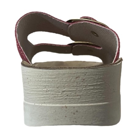 Golden Fit BIRKE 01 Ciabatta Donna in Pelle Con Doppia Fascia Regolabile Bordeaux