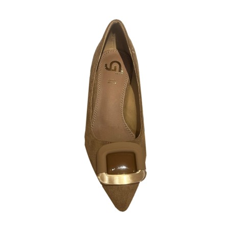 Gold & Gold GP880 Scarpe Donna Décolleté Tacco Basso con Dettaglio Vernice Camel