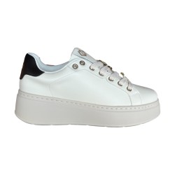 Gold & Gold GB971 Sneakers Donna Platform Stringate Con Accessori Bianco/Nero