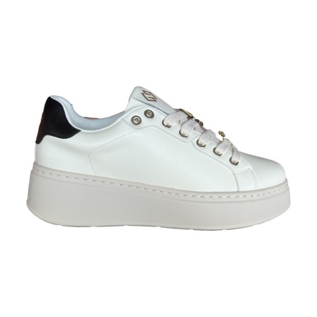 Gold & Gold GB971 Sneakers Donna Platform Stringate Con Accessori Bianco/Nero