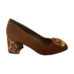 Gold & Gold GP883 Scarpe Donna Décolleté Punta Arrotondata Tacco 6 cm Animalier Brown