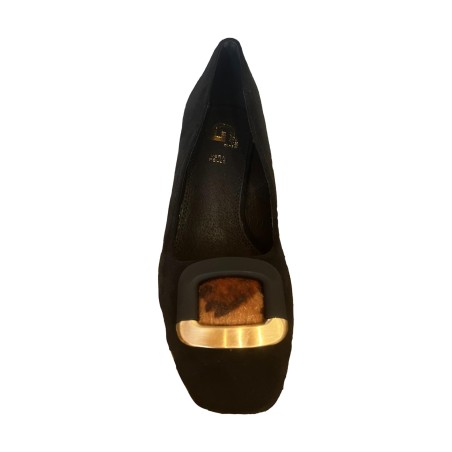 Gold & Gold GP883 Scarpe Donna Décolleté Punta Arrotondata Tacco 6 cm Animalier Nero