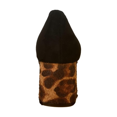 Gold & Gold GP883 Scarpe Donna Décolleté Punta Arrotondata Tacco 6 cm Animalier Nero