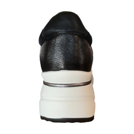 Gold&Gold GB1012 Sneakers Donna Stringate Con Zeppa Nero