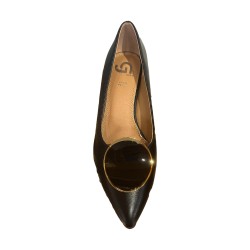 Gold & Gold GD329 Scarpe Donna Décolleté con Tacco Basso e Dettaglio Nero 2