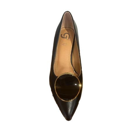 Gold & Gold GD329 Scarpe Donna Décolleté con Tacco Basso e Dettaglio Nero