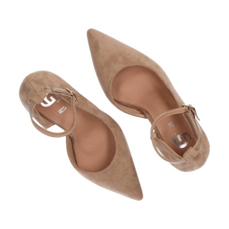 Gold & Gold GP 711 Scarpe Donna Décolleté con Cinturino Caviglia Tacco Alto Taupe