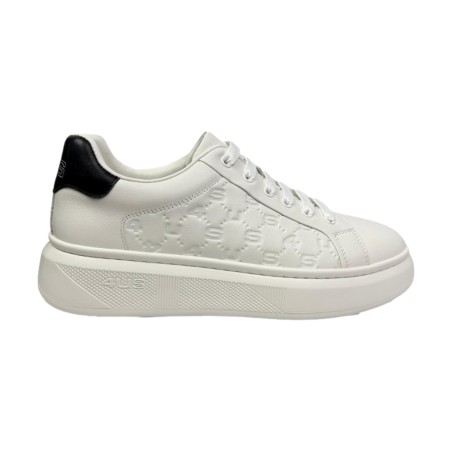 Paciotti 4US 0021 Sneaker Uomo Stringate con Stampa Logo in Rilievo Bianco Nero
