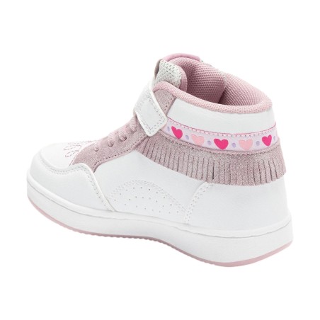 Lelli Kelly 8096 FRANGETTA MIX Scarpe Bambina Sneaker Alte con Lacci Elastici Bianco Cipria