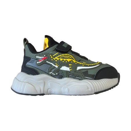 Bull Boys DNAL 5100 SPINOSAURO Scarpe Bambino Sneaker Con Strappo Nero Verde
