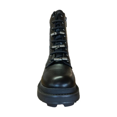 Gold & Gold FE03 Scarpe Donna Stivaletti  Anfibio Tacco Medio Nero