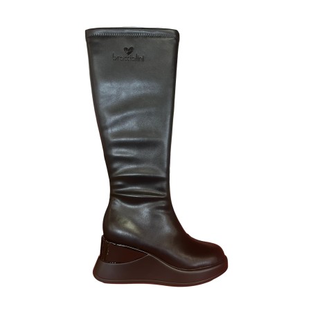 Braccialini Tua B47 Scarpe Donna Stivale Alto Zeppa Nero