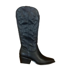 Gold & Gold FD05 Scarpe Donna Stivaletti Camperos Tacco Medio Con Zip Laterale Nero