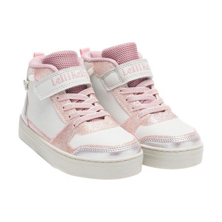Lelli Kelly GIOIELLO Scarpe Bambina Sneakers Mid con Lacci Elastici Bianco Grigio Rosa