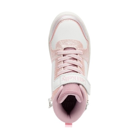 Lelli Kelly GIOIELLO Scarpe Bambina Sneakers Mid con Lacci Elastici Bianco Grigio Rosa