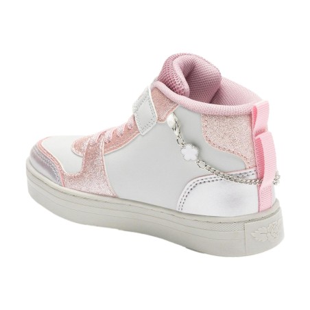 Lelli Kelly GIOIELLO Scarpe Bambina Sneakers Mid con Lacci Elastici Bianco Grigio Rosa