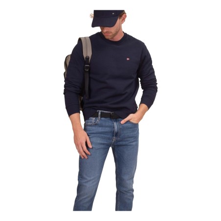 Napapijri NP0A4FQW176 BALIS CREW 1 Felpa Uomo Girocollo Cotone Felpato Blu Marine 