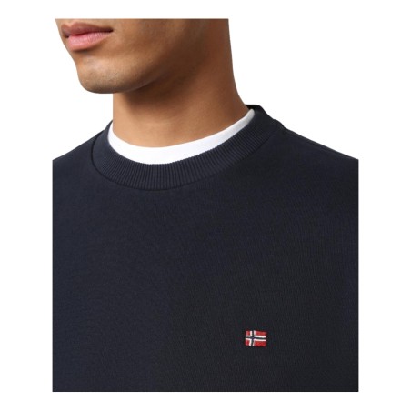 Napapijri NP0A4FQW176 BALIS CREW 1 Felpa Uomo Girocollo Cotone Felpato Blu Marine 