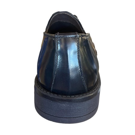 BRUSCIANO Made In Italy 001 Mocassino Uomo Con Accessorio In Vera Pelle Abrasivato Blu