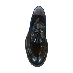 BRUSCIANO Made In Italy 001G Mocassino Uomo Con Accessorio In Vera Pelle Abrasivato Nero  2