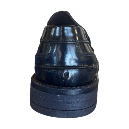 BRUSCIANO Made In Italy 014 Mocassino Uomo In Vera Pelle Abrasivato Blu