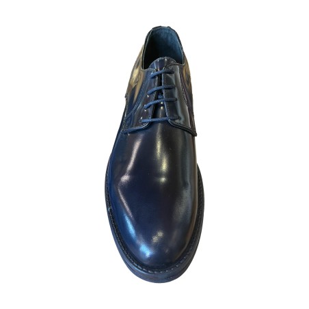 BRUSCIANO Made In Italy 600 Scarpe Uomo Stringate In Vera Pelle Abrasivato Blu