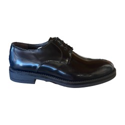 BRUSCIANO Made In Italy 600 Scarpe Uomo Stringate In Vera Pelle Abrasivato Nero