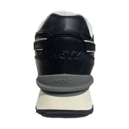 W6YZ 1F08 YAK-M Sneakers Uomo Stringate In Vera Pelle Nero/Antracite