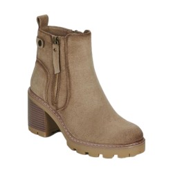 Refresh 173031 Stivaletto Donna Tacco Medio Con Zip Laterale Beige  2