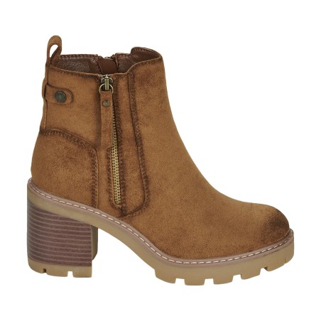 Refresh 173031 Stivaletto Donna Tacco Medio Con Zip Laterale Camel 