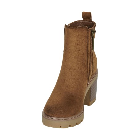 Refresh 173031 Stivaletto Donna Tacco Medio Con Zip Laterale Camel 