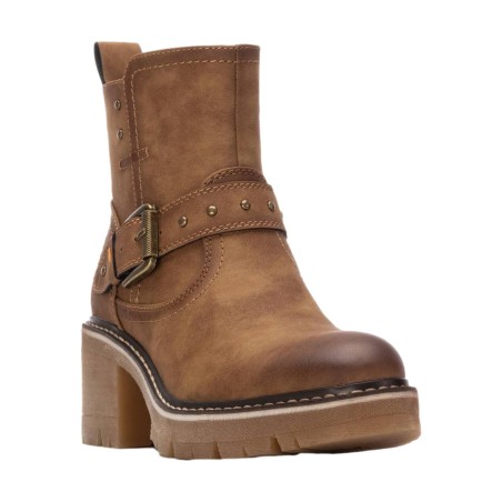 Refresh 172910 Stivaletto Donna Tacco Medio Con Zip Laterale Camel