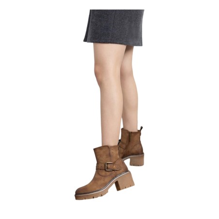 Refresh 172910 Stivaletto Donna Tacco Medio Con Zip Laterale Camel 
