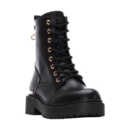 XTI 144391 Anfibi Donna Stringati Con Zip Laterale Nero