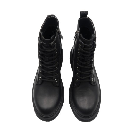 XTI 143094 Anfibi Donna Stringati Con Zip Laterale Nero