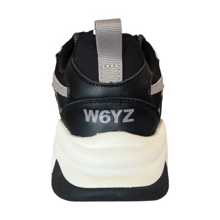 W6YZ 1A69 FLIK-M Sneakers Uomo Stringate In Vera Pelle Nero/Antracite/Grey