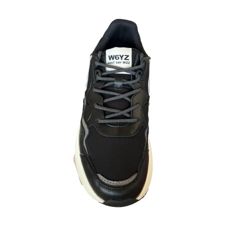 W6YZ 1A69 FLIK-M Sneakers Uomo Stringate In Vera Pelle Nero/Antracite/Grey