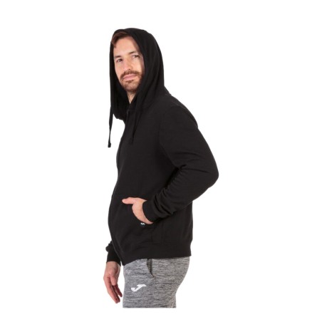 Joma 102109 100 JUNGLE Felpa Uomo in Cotone Garzato con Zip e Cappuccio Nero