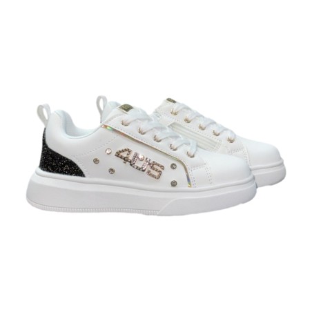 Paciotti 4US K25990 Sneakers Bambina Stringate con Zip Laterale Bianco/Glitter
