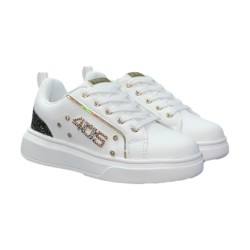 Paciotti 4US K25990 Sneakers Bambina Stringate con Zip Laterale Bianco/Glitter 2