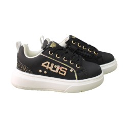 Paciotti 4US K25990 Sneakers Bambina Stringate con Zip Laterale Nero/Glitter